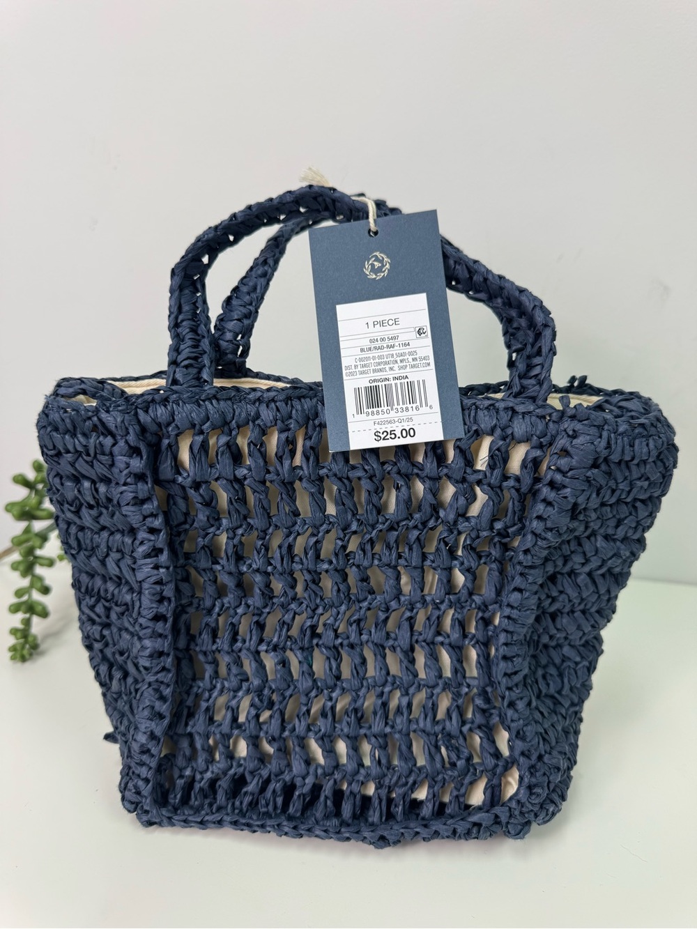 Universal Thread Navy Raffia 'CIAO' Crossbody Bag NWT - Picture 2 of 5